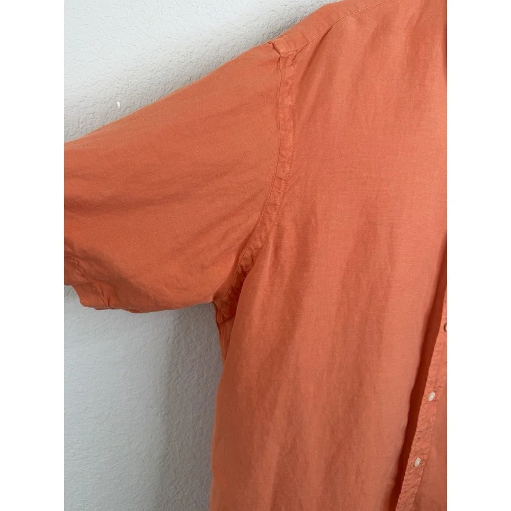 Polo Ralph Lauren Linen Silk‎ Shirt XL Orange Classic Fit Button Down Coastal
